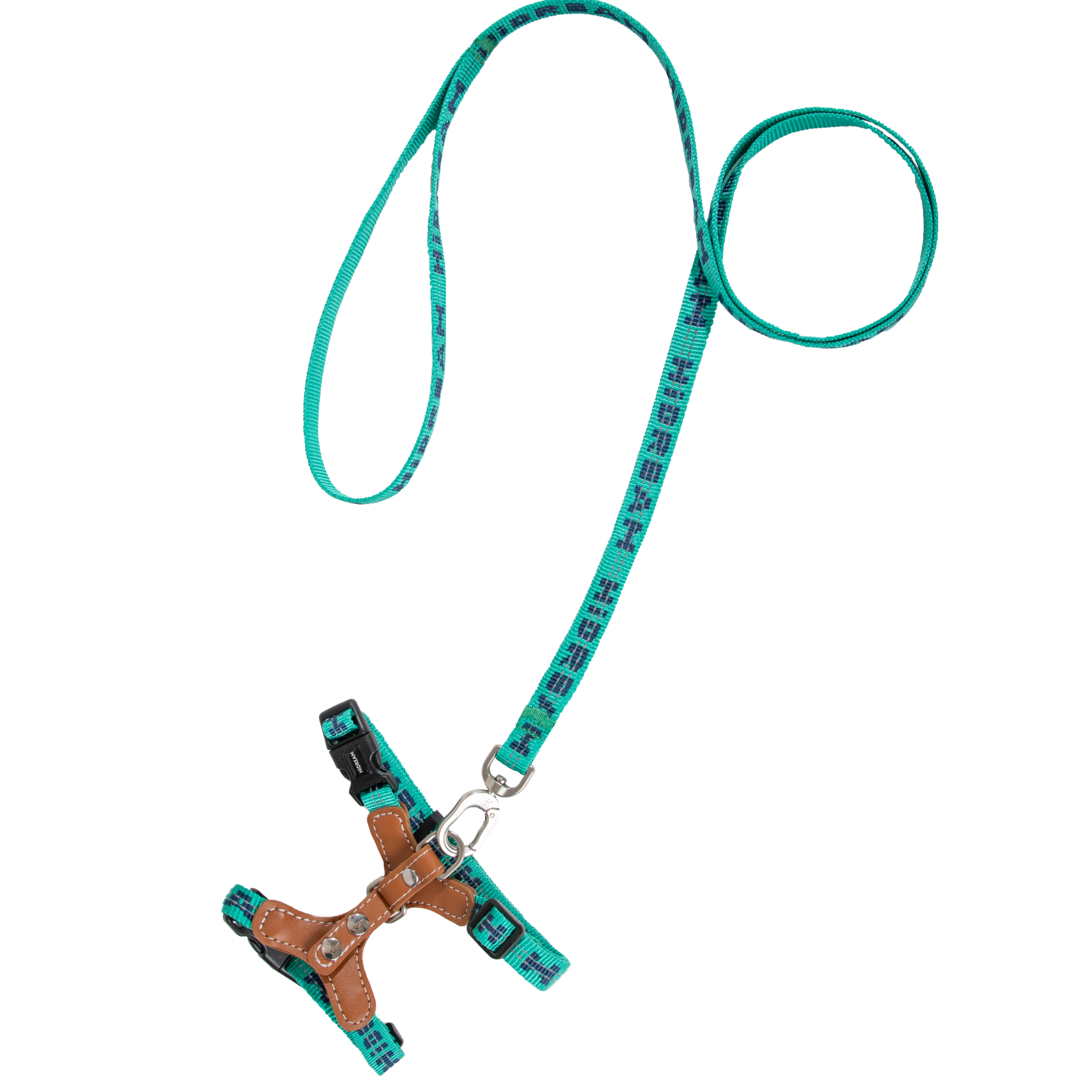BOBO Series Reflective Leather Cat Harness and Leash Walk Set